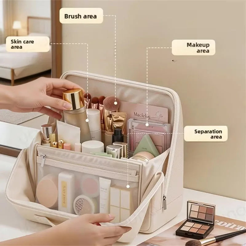 Standing PU Leather Makeup Brush Bag | Large Organizer