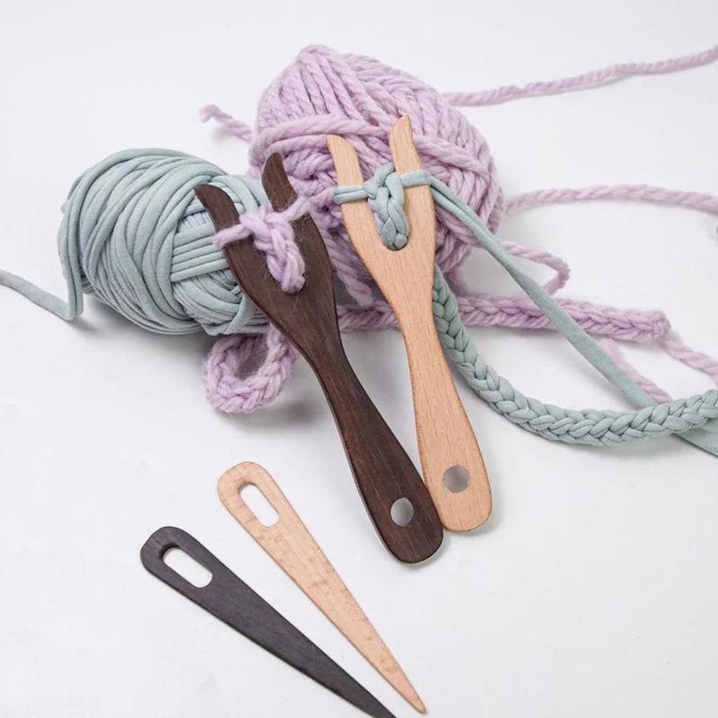 Bamboo Knitting Fork & Large Eye Needle Kit – 2-Piece Set