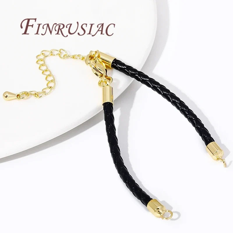 18K Gold Plated Leather Cord Chain with Lobster Clasp | DIY Bracelet
