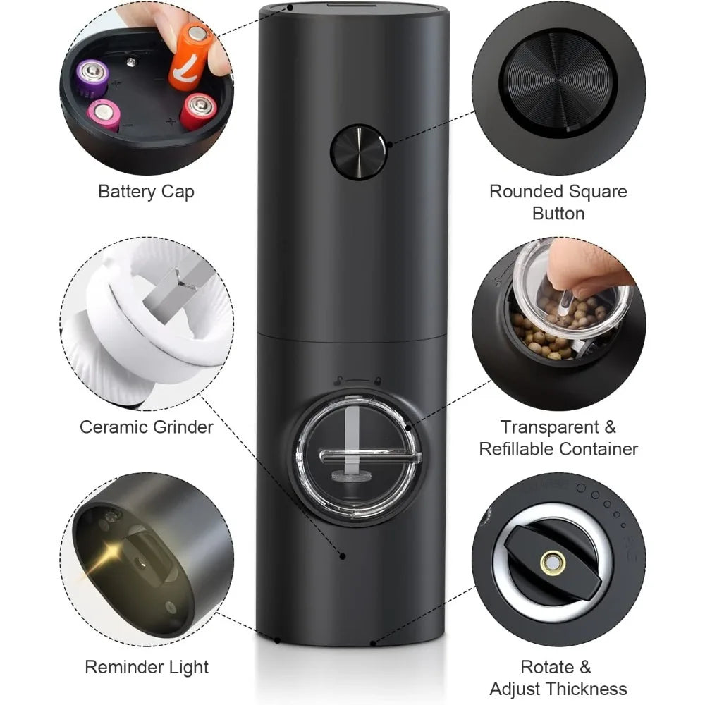 Electric Salt & Pepper Grinder Set – Battery Powered, 2-Piece