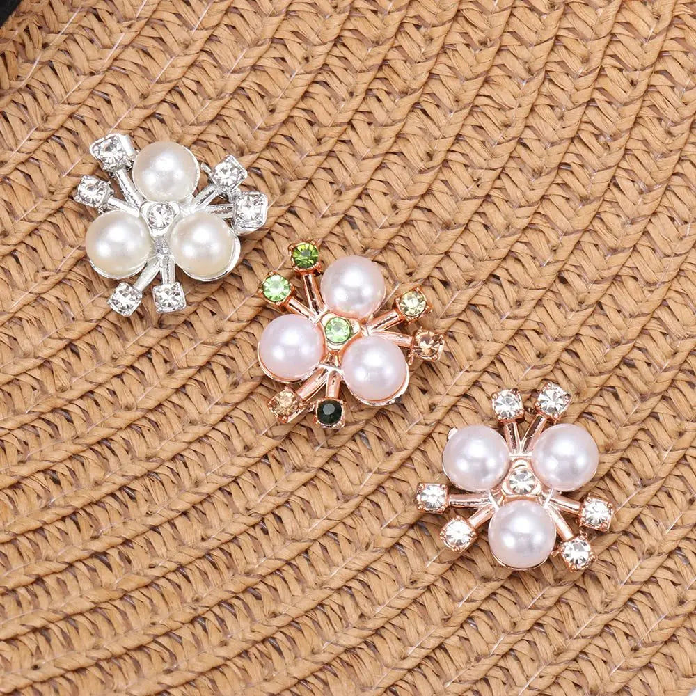 10PCS Pearl Flower Rhinestone Buttons – DIY Sewing Embellishments