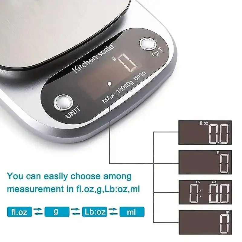 10kg LCD Kitchen Scale – Precise Gram Scale for Food & Baking