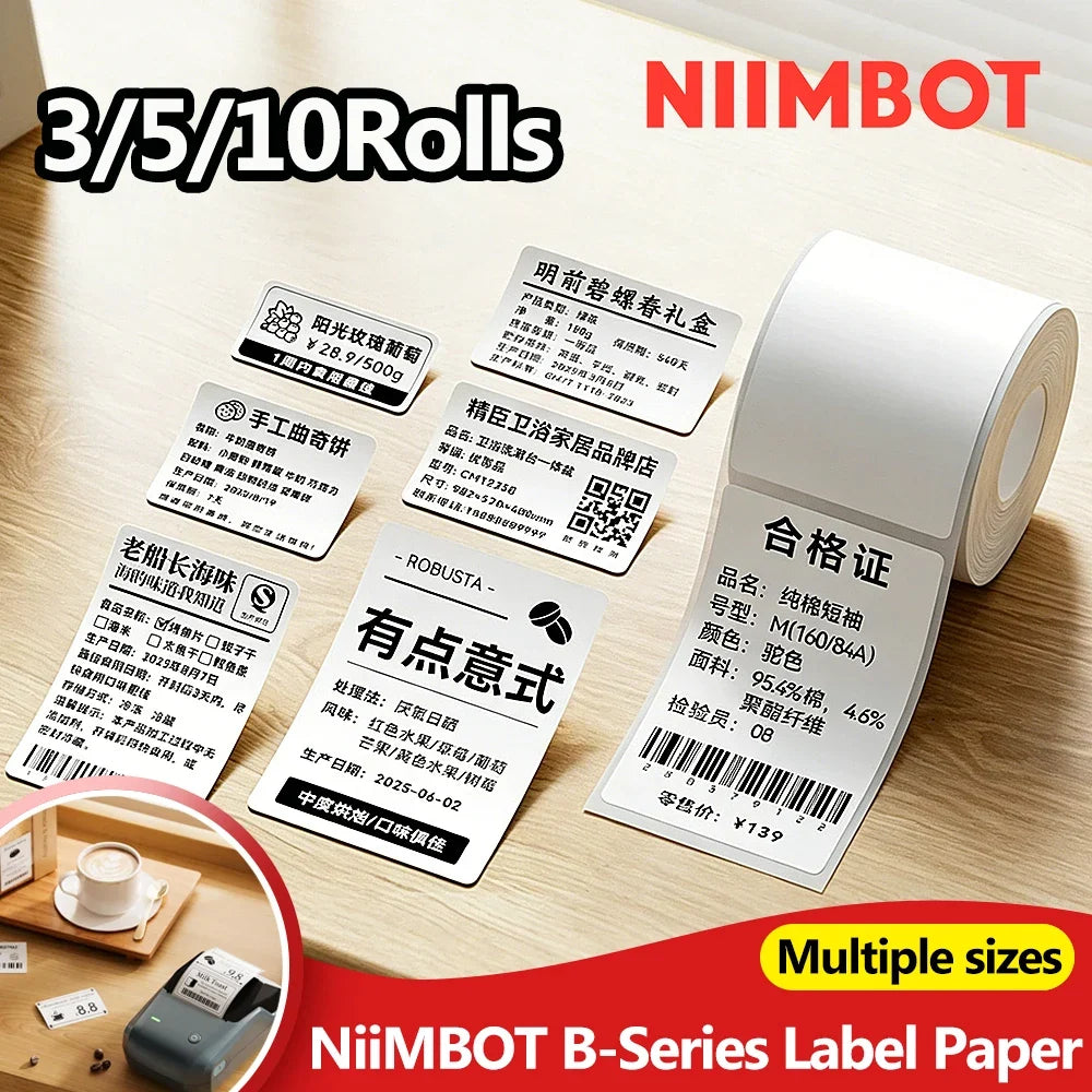 NiiMbot Thermal Label Rolls – Round White Waterproof Stickers