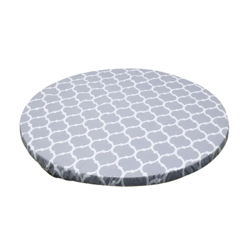 Round Vinyl Fitted Tablecloth – Elastic Edge, Waterproof 35"–55"