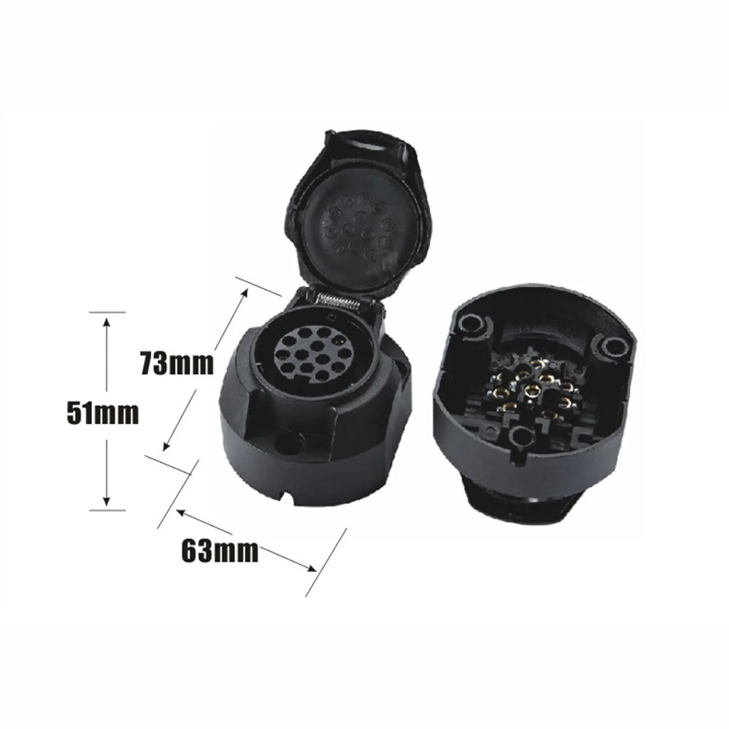 12V 13-Pin Trailer Connector Socket & Plug Adapter for RV Caravan