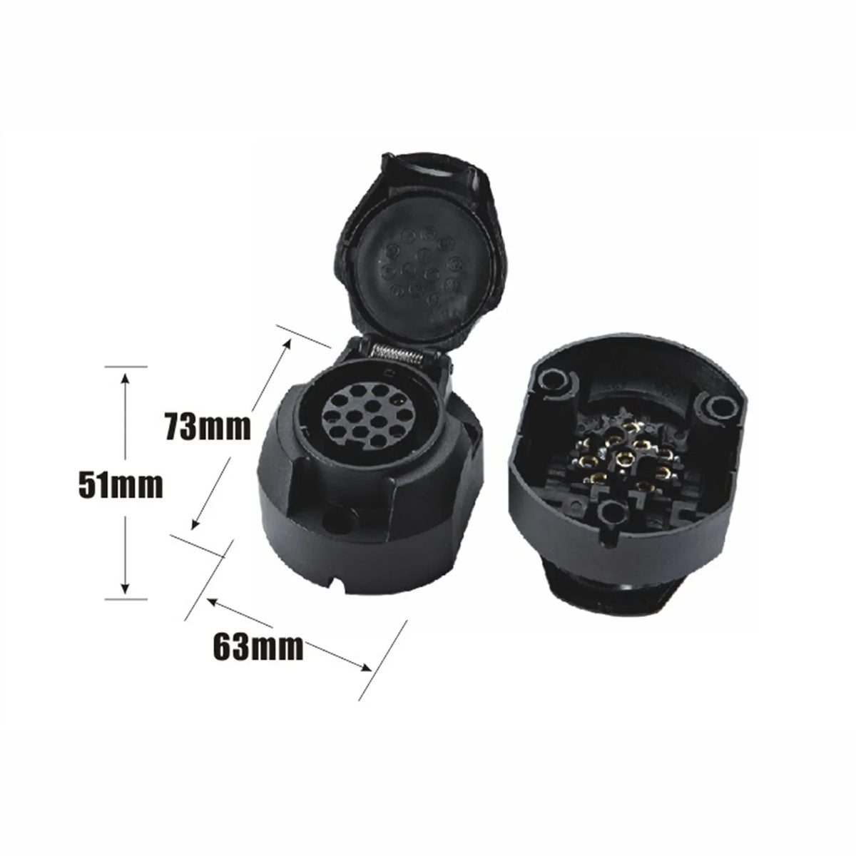 12V 13-Pin Trailer Connector Socket & Plug Adapter for RV Caravan