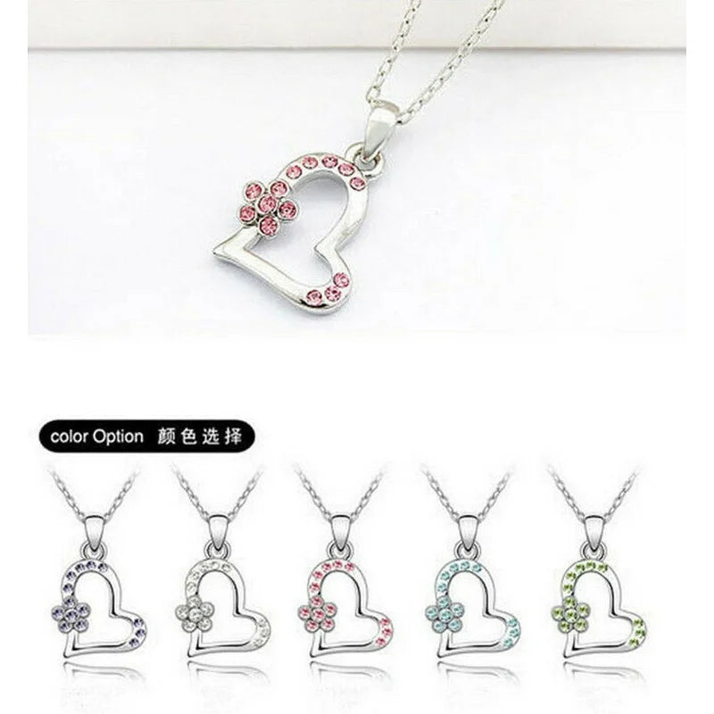 Women's Green Crystal Heart Pendant Necklace | Gift