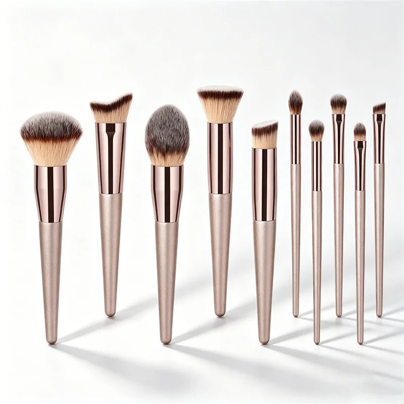 10-Piece Makeup Brush Set – Soft Bristles & Wood Handle