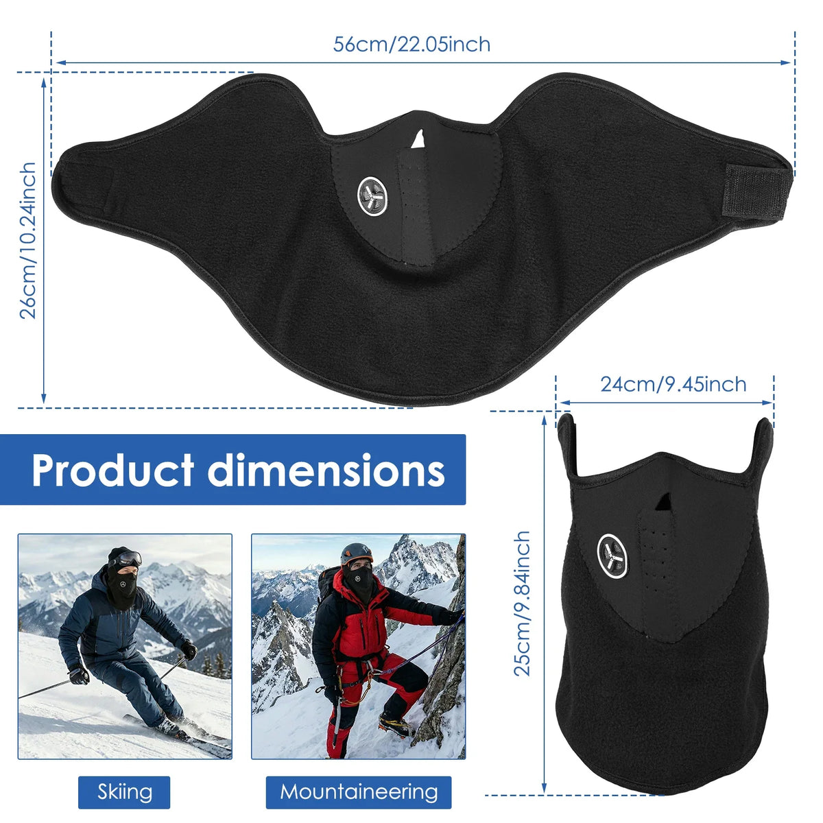 Windproof Cycling Face Mask with Breathing Valve & Neck Gaiter