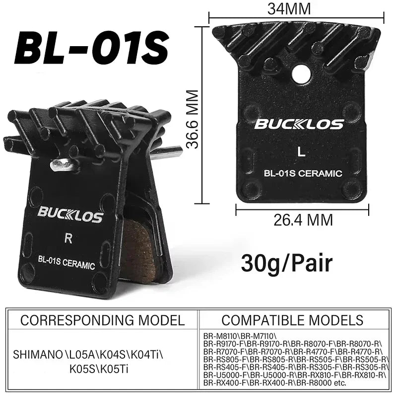 BUCKLOS Ceramic MTB Brake Pads for Shimano L05A K04S K05S