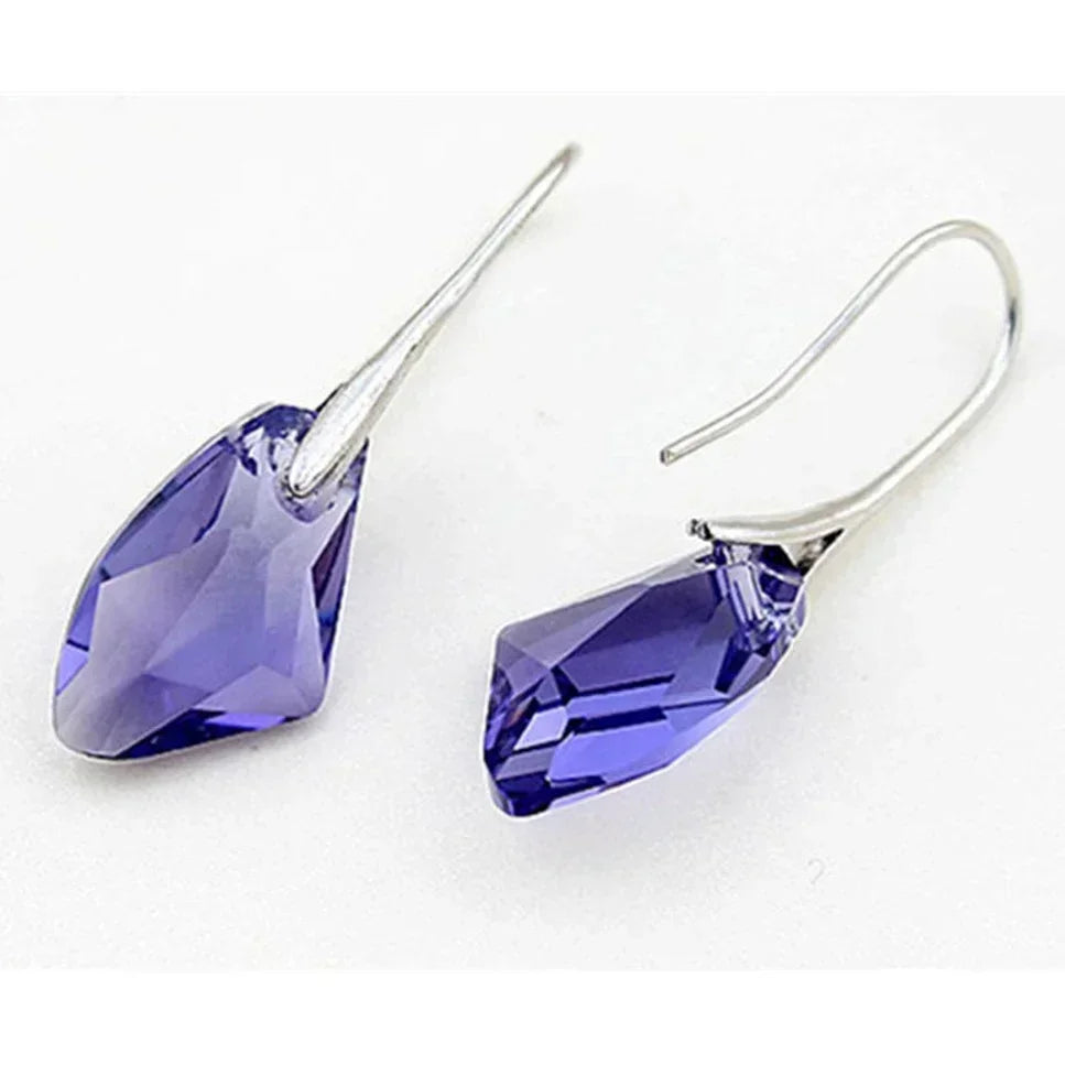 Women's Silver Crystal Teardrop Hook Drop Earrings | Gift