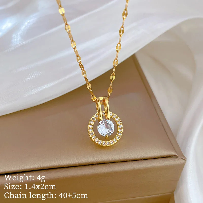 Women's Gold Hoop Pendant Necklace – Stainless Steel Choker