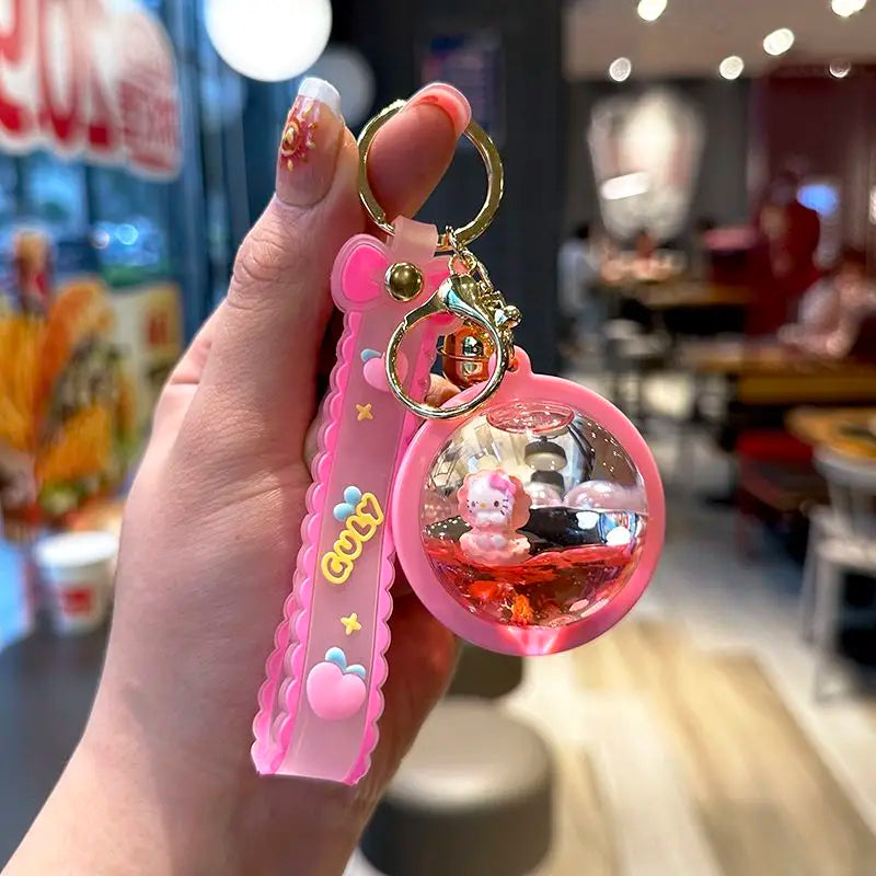 Sanrio Kuromi Hello Kitty Liquid Sand Keychain | Anime Charm