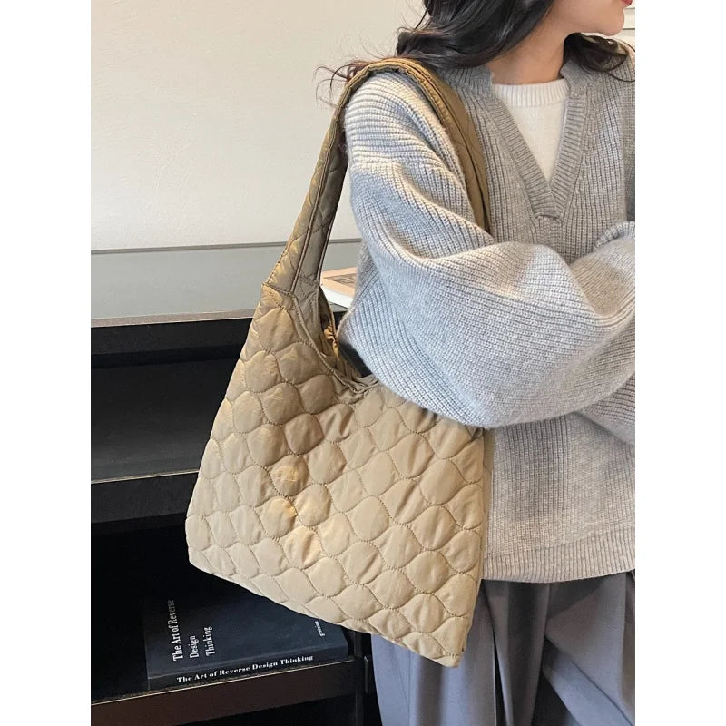 Nixie Quilted Tote Bag – Korean Style Large Shoulder Bag