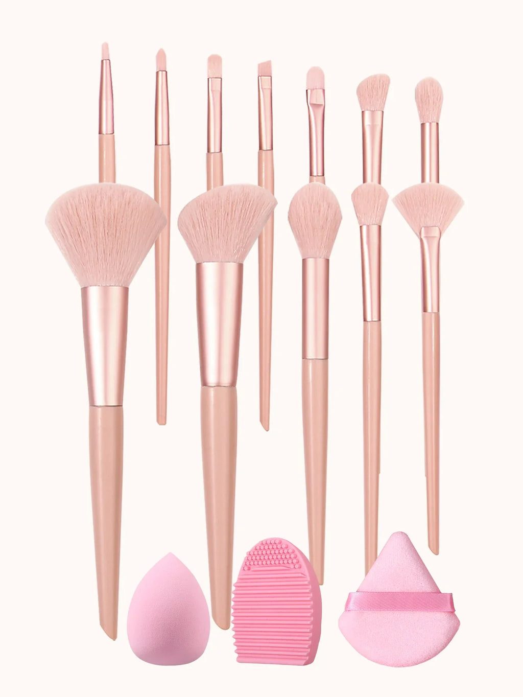 15-Piece Soft Makeup Brush Set with Sponge & Powder Puff