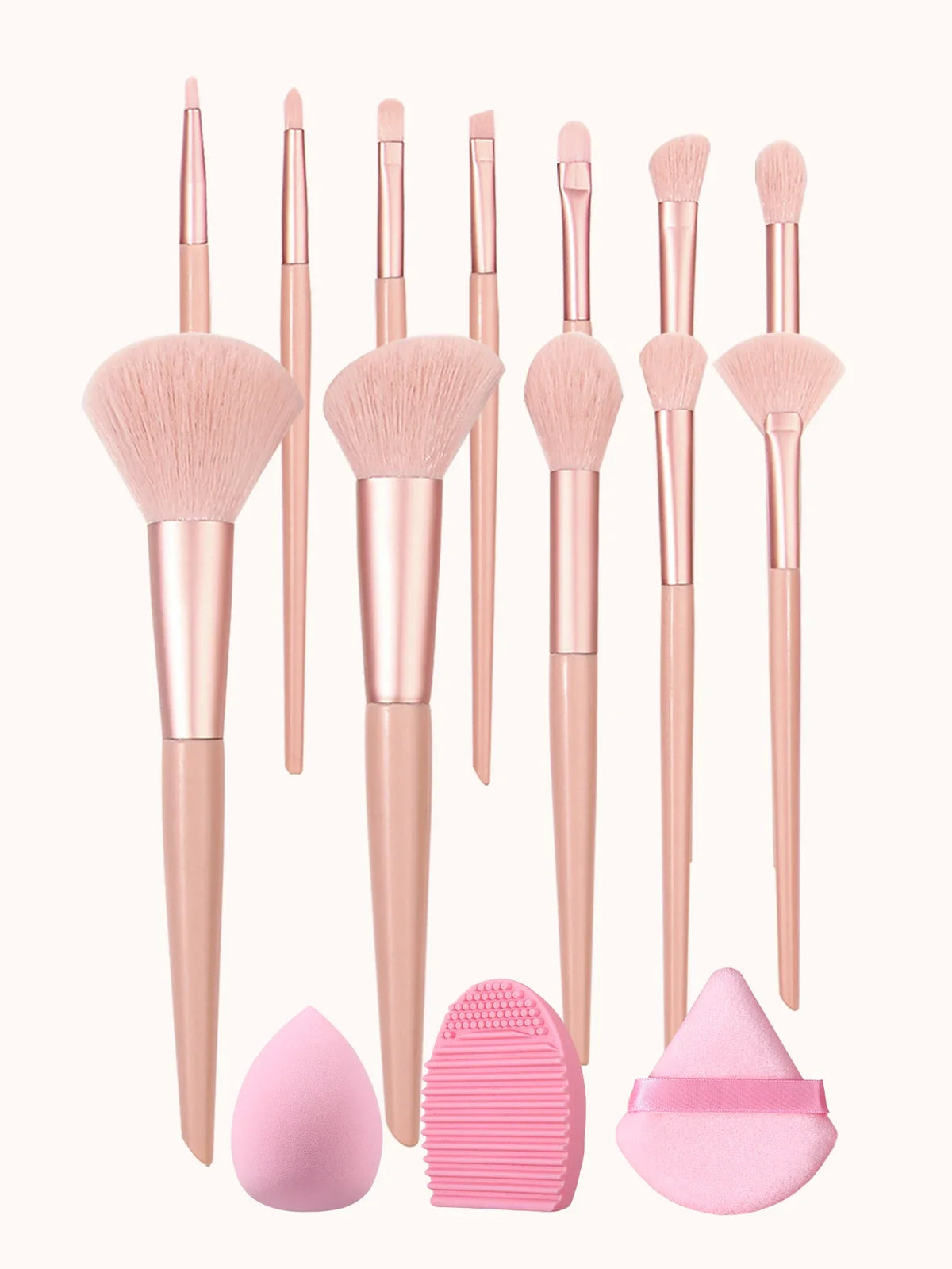15-Piece Soft Makeup Brush Set with Sponge & Powder Puff