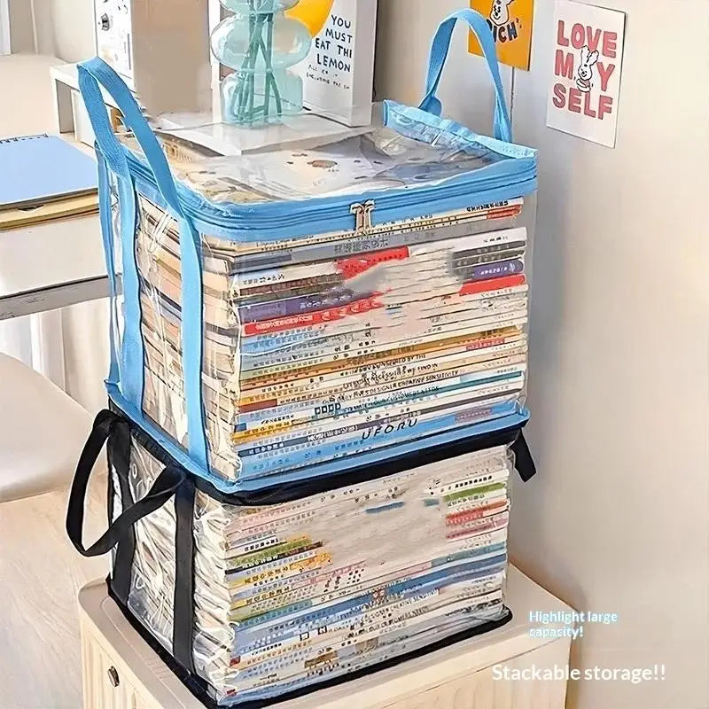 Transparent PVC Book Storage Bags with Handle – 2/3 Pcs