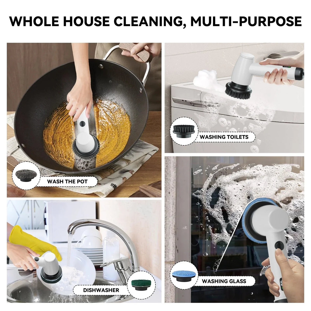 7-in-1 Cordless Electric Spin Scrubber – Multi-Surface Brush