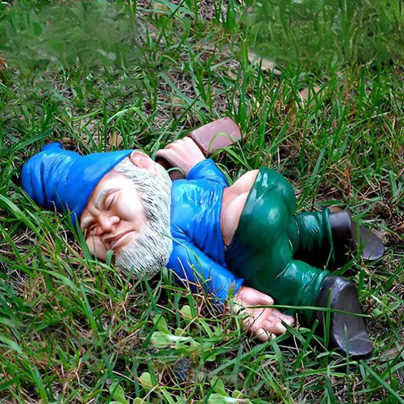 Funny Drunk Garden Gnome Resin Figurine – Outdoor Statue