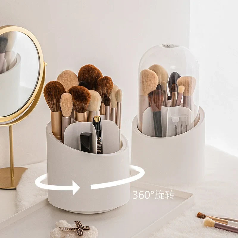 360° Rotating Makeup Brush Organizer | 7-Grid Desktop Holder