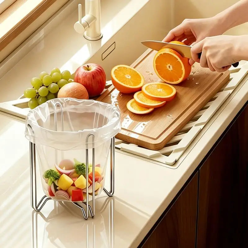 304 Stainless Steel Trash Bag Holder for Kitchen Sink