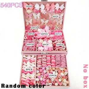 881Pcs Kids Hair Accessories – Clips, Ties & Scrunchies Set
