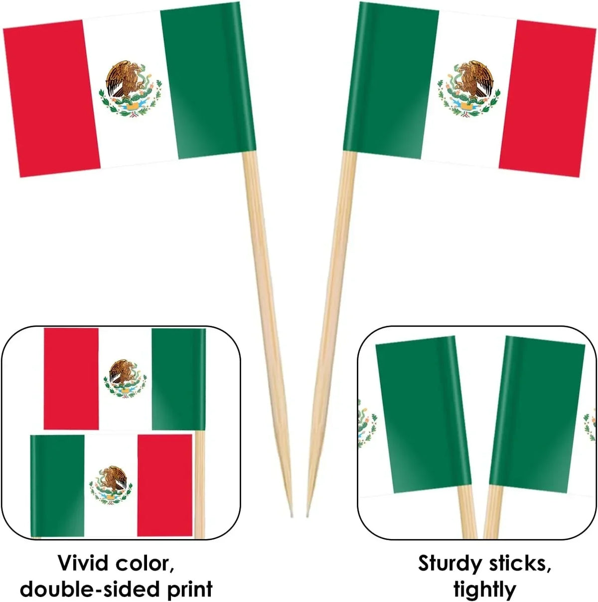 Mexico Flag Toothpicks 100pk – Mini Food Picks & Party Toppers