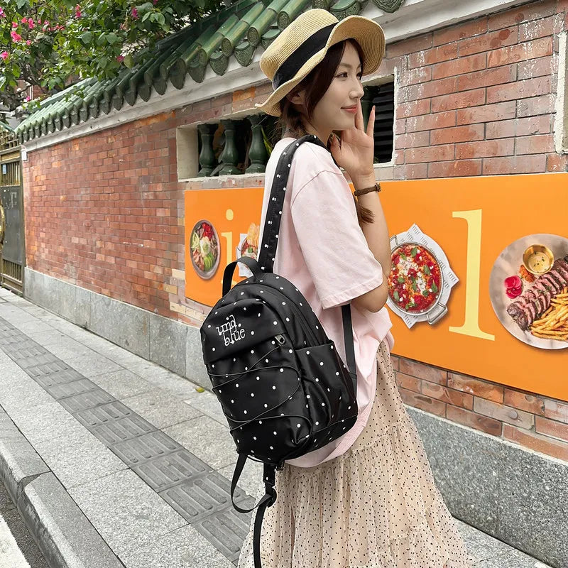 Korean Polka Dot Mini Backpack for Women – Stylish Commuter Bag