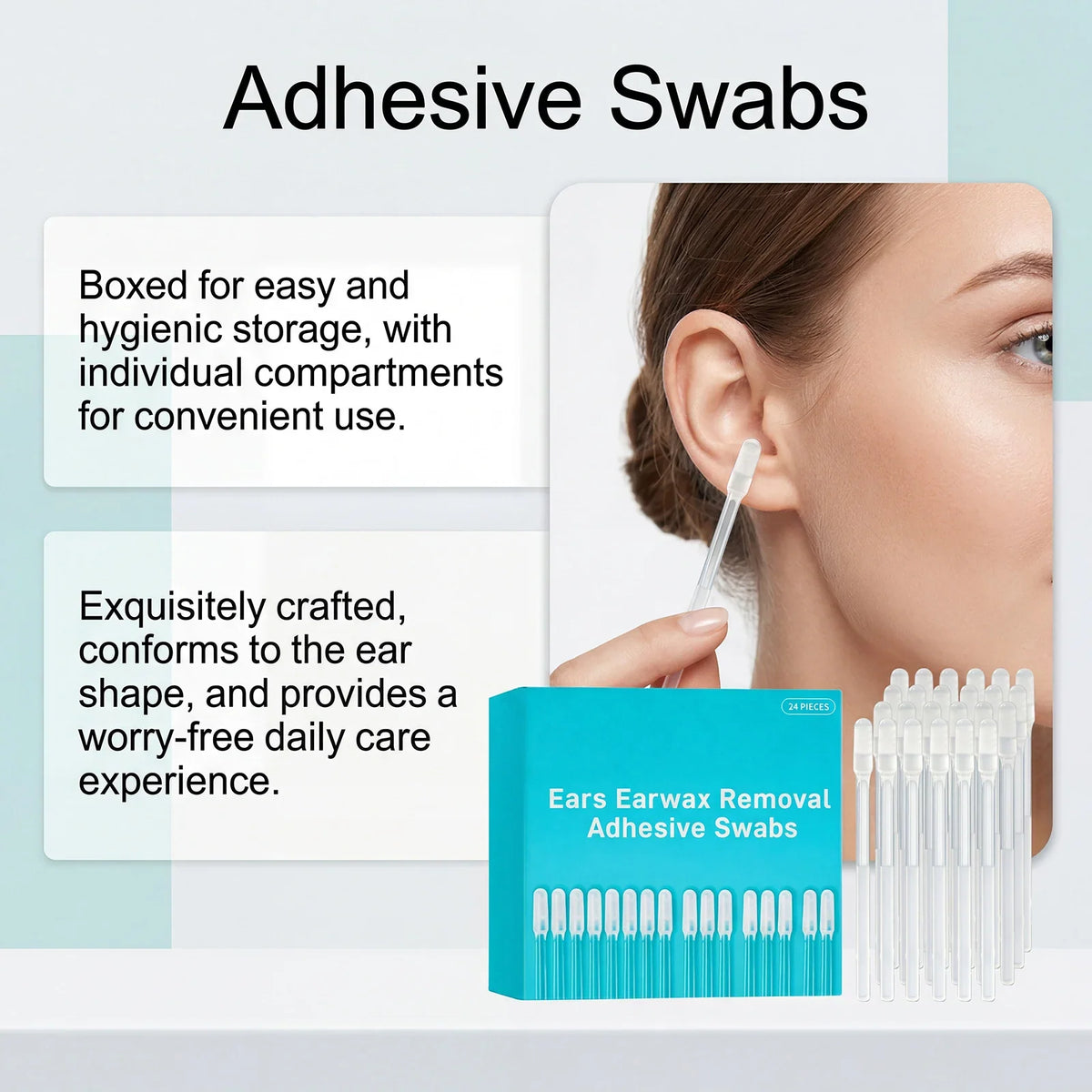 24 Pcs Sticky Ear Wax Removal Swabs – Disposable Ear Cleaner
