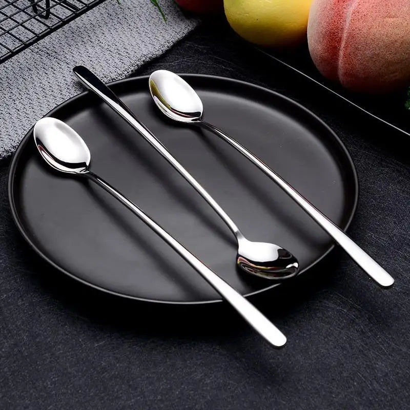 Stainless Steel Long Handle Spoons for Coffee & Ice Cream