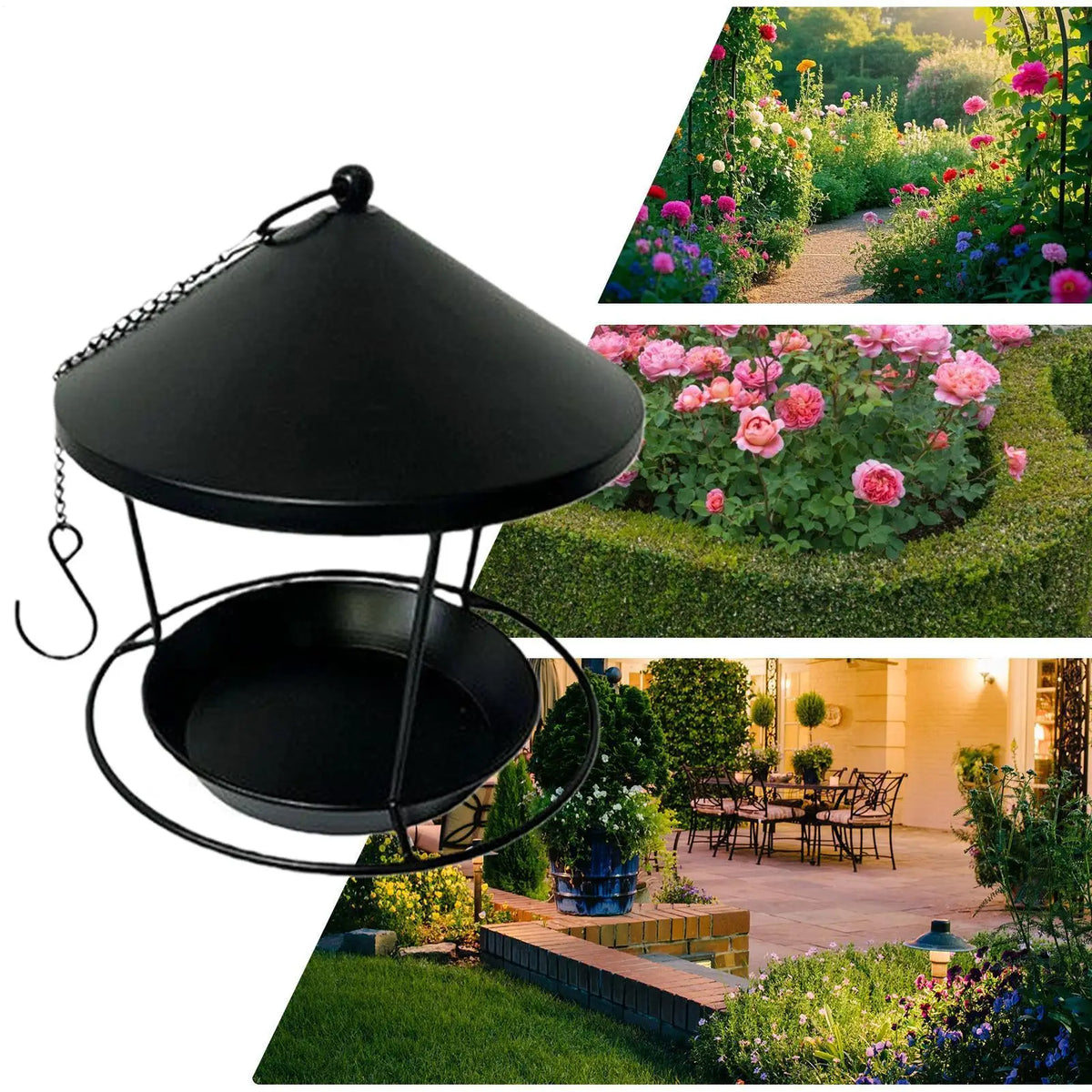 Outdoor Hanging Metal Bird Feeder – Weatherproof Garden Tray