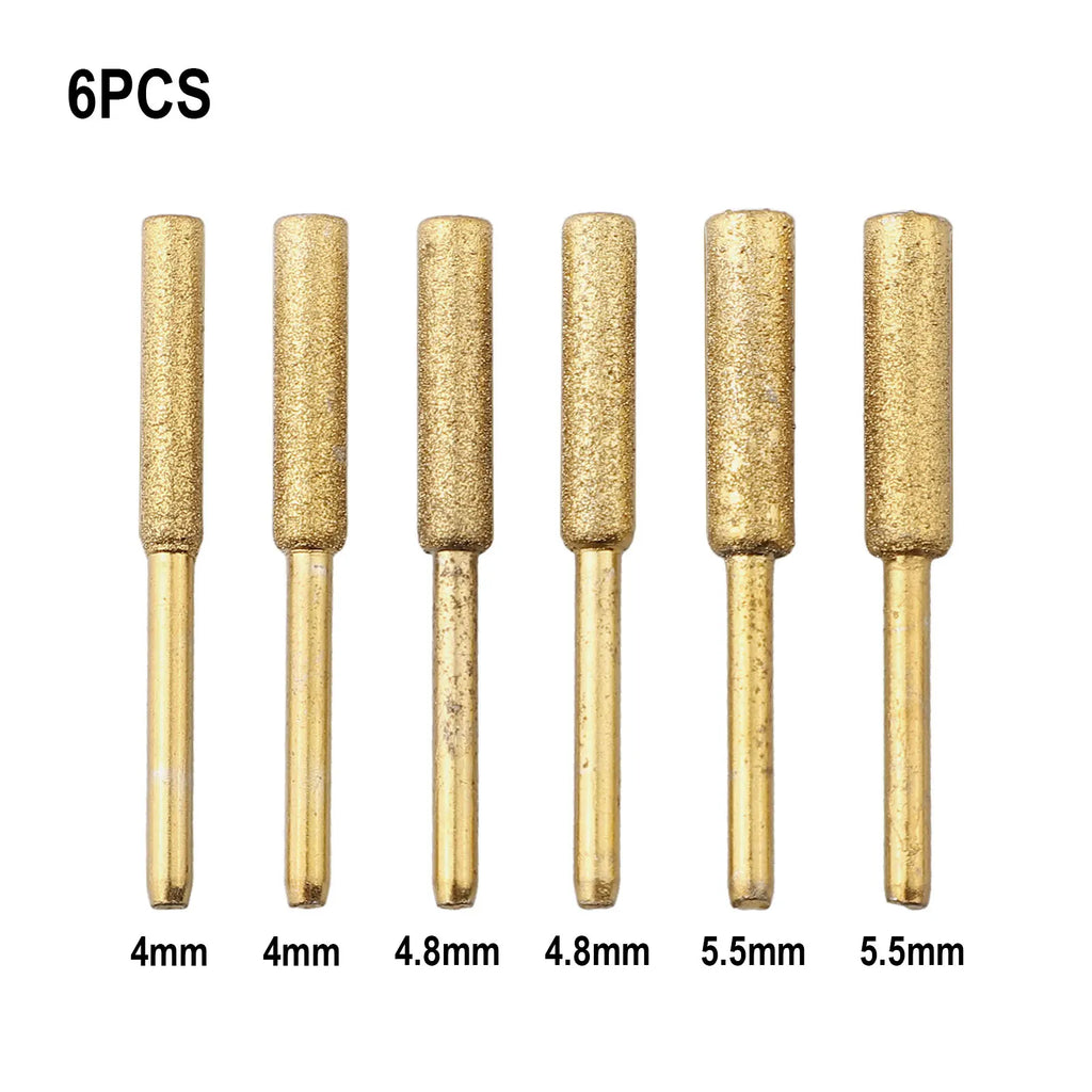 6-Pack Chainsaw Sharpener Stones – Coated Cylindrical Burr Set