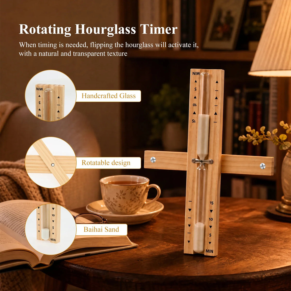 Wooden Sauna Hourglass Sand Timer – Wall Mounted 15 Min