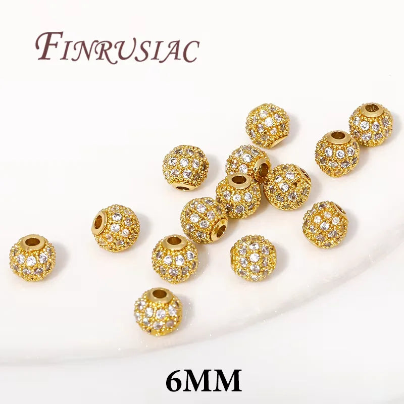 18K Gold Plated Zircon Flower Beads – DIY Jewelry Making
