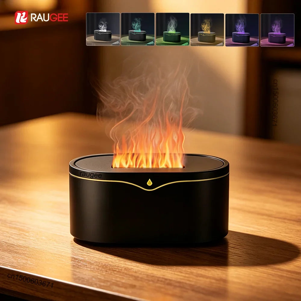 Mini Flame Aroma Diffuser & Humidifier with 7-Colour Night Light