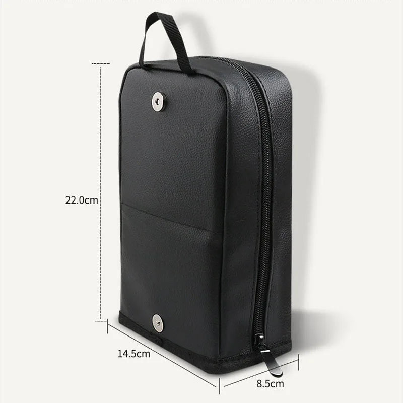 Leather Makeup Brush Organizer Bag – Large Stand-Up Storage