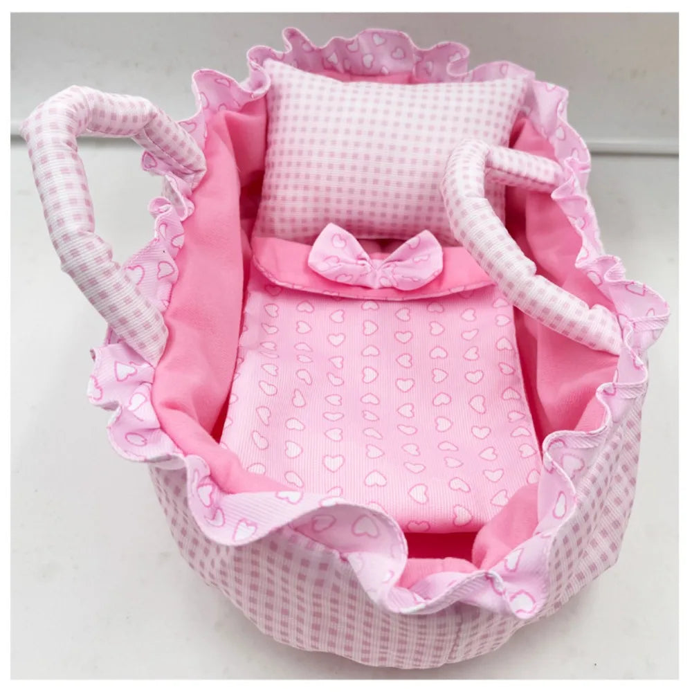 Pink Gingham Mini Basket – Dollhouse Doll Accessory 1/6 Scale