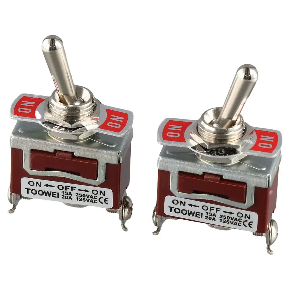 2Pcs Heavy Duty Metal Toggle Switch 15A 250V 3-Pin ON/OFF/ON