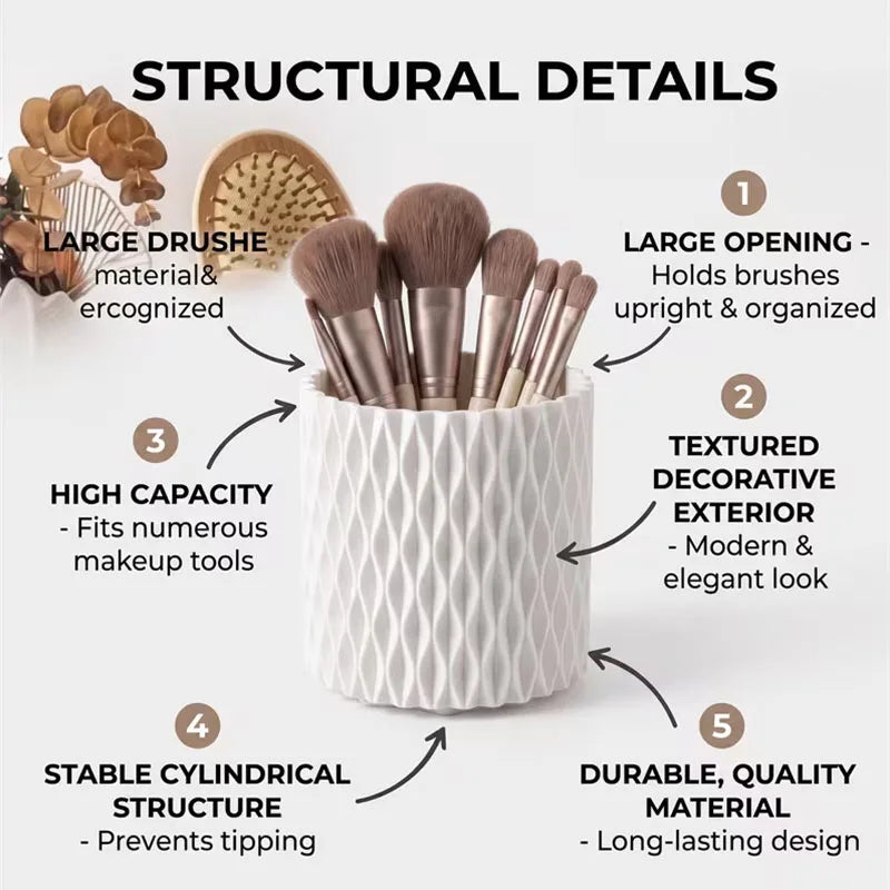 360° Rotating Makeup Brush Holder – 5-Compartment Organizer