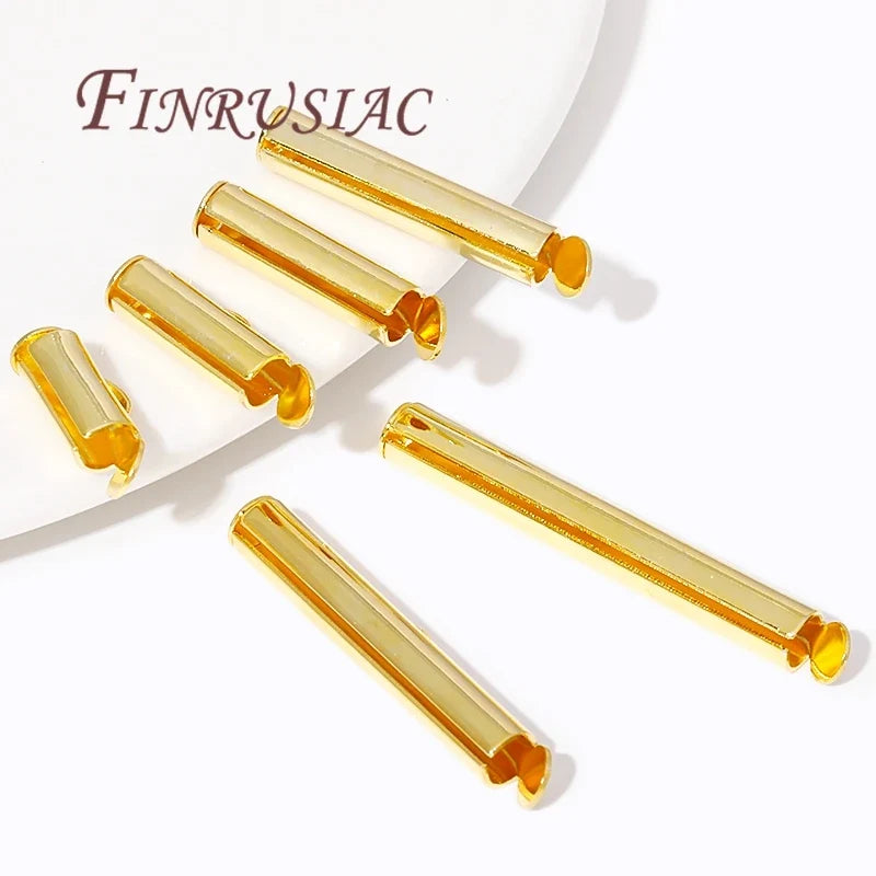 18K Gold Plated Crimp End Beads Slide Clasp Connectors DIY
