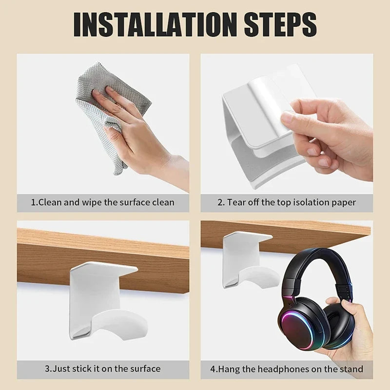 Universal Headphone Stand – Wall Mount & Under Desk Hanger