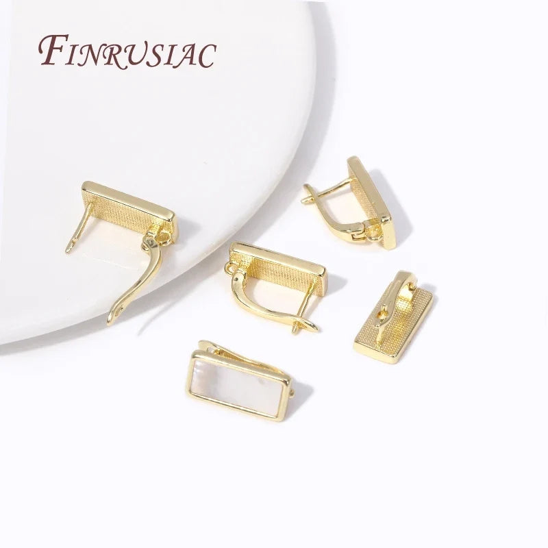 18K Gold Plated Shell Rectangle Earring Hooks for DIY Jewelry