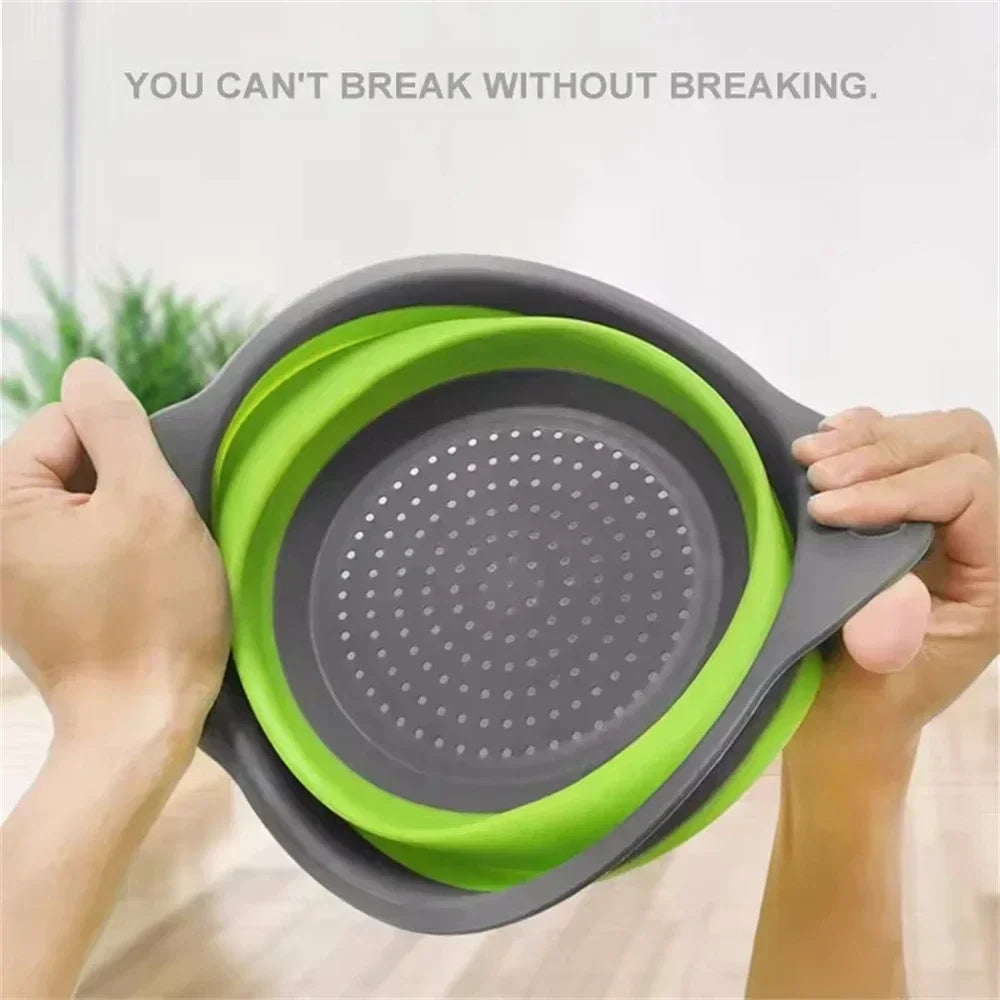 2PCS Foldable Colander Strainer Basket – Fruit & Veggie Drainer