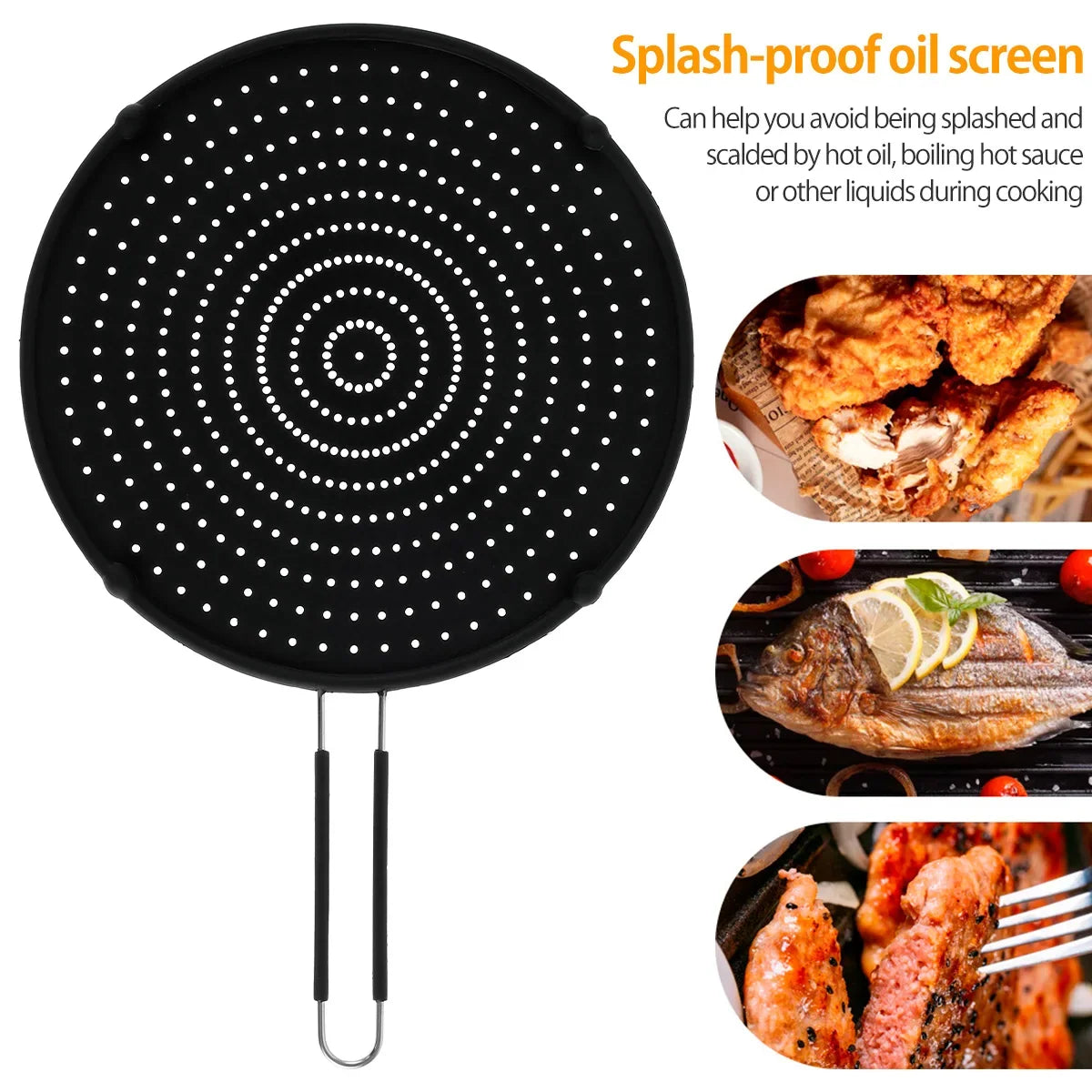 Silicone Splatter Screen Foldable Handle – Oil Splash Guard