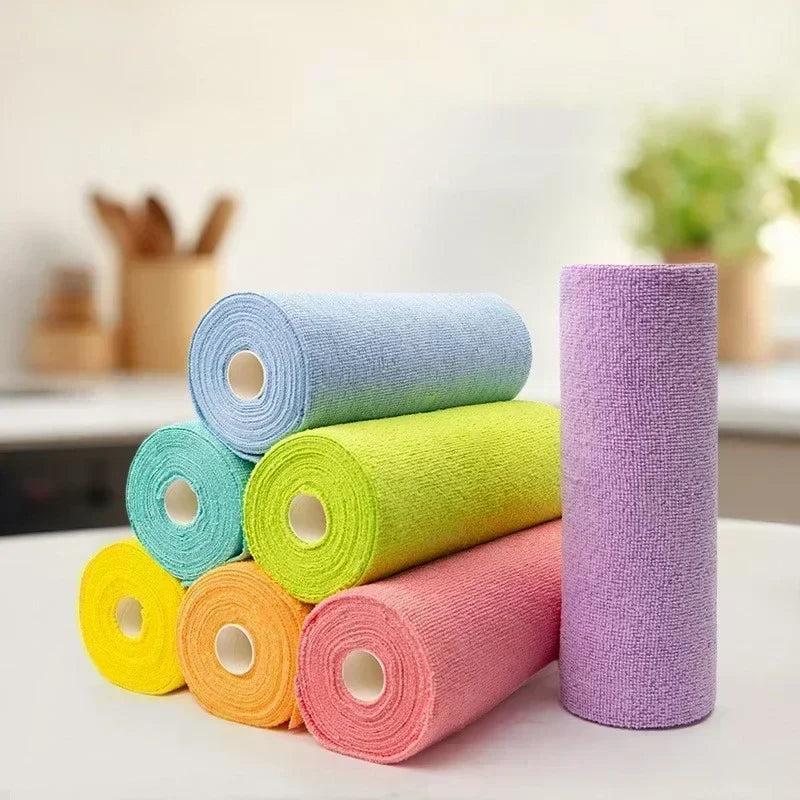 Reusable Microfiber Cleaning Cloths – 20-Sheet Roll | Kitchen