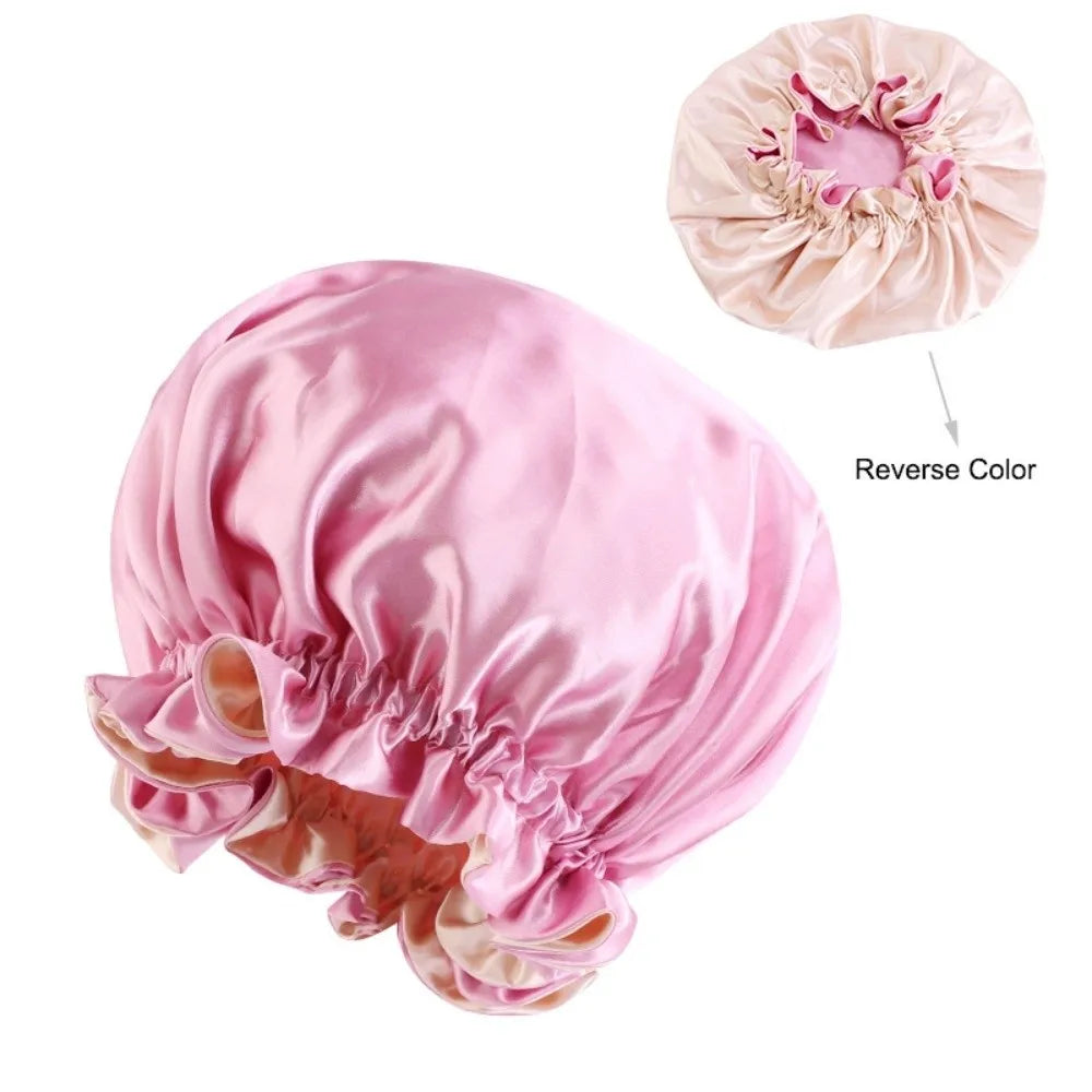 Double Layer Satin Sleep Bonnet – Reversible Lace Hair Cap
