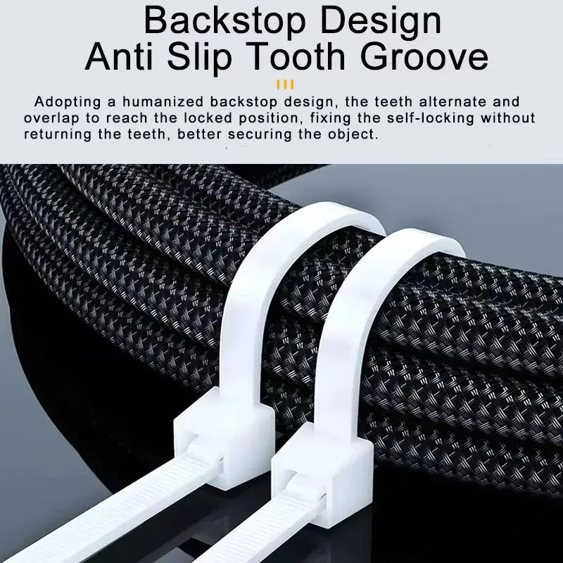 100PCS Black Nylon Cable Ties Self-Locking Zip Straps 8mm