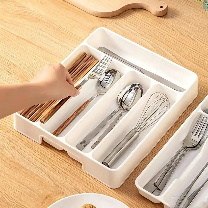 BPA-Free Stackable Cutlery Organizer | Multi-Compartment Kitchen Tray