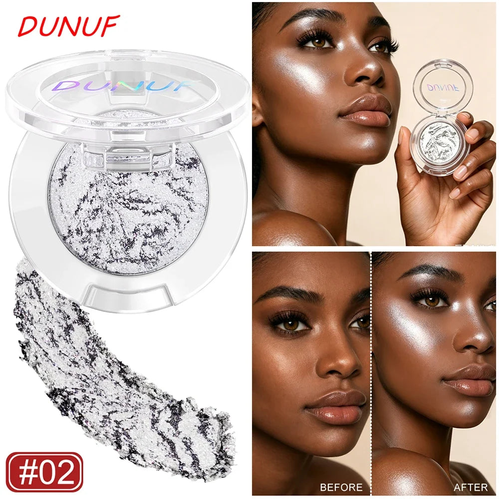 DUNUF Marbled Baked Highlighter Palette – Shimmer Contour Powder