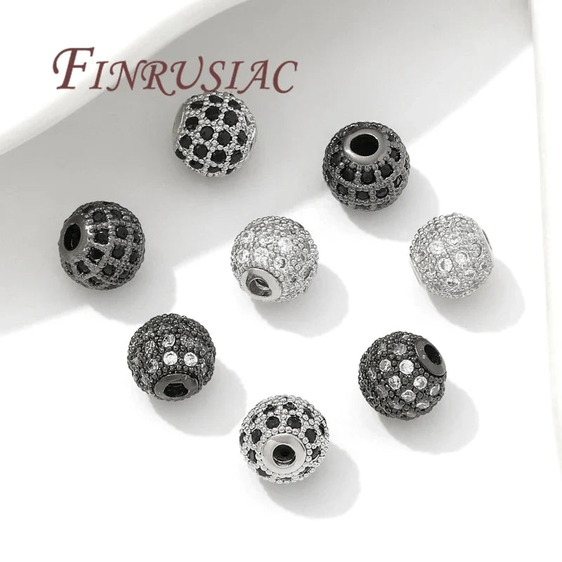 18K Gold Plated Zircon Spacer Beads 6mm 8mm 10mm | DIY Jewelry